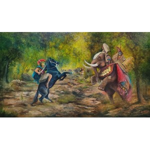A. Q. Arif, 60 x 105 Inch, Oil on Canvas, Citysscape Painting, AC-AQ-346